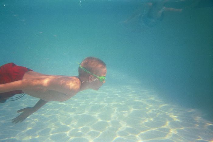 Mike Swimming in Shoeprint Pool