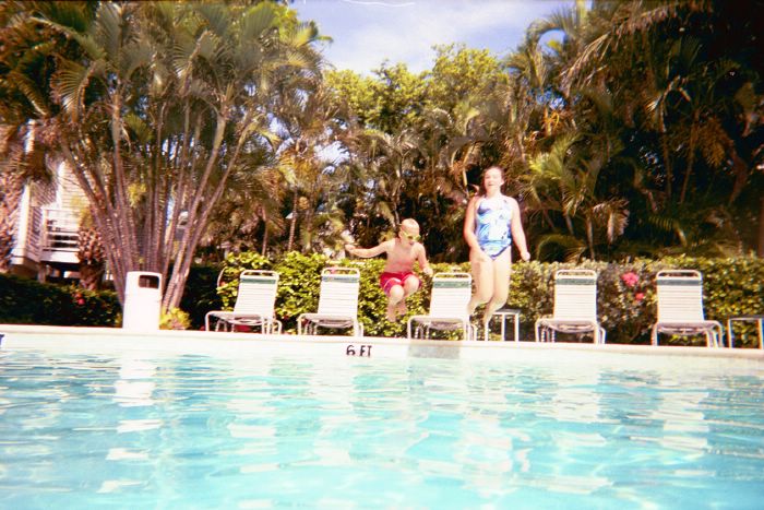 Kids jumping into Shoeprint Pool