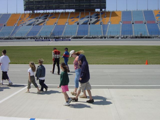 Cousins Back from their Ride around the track