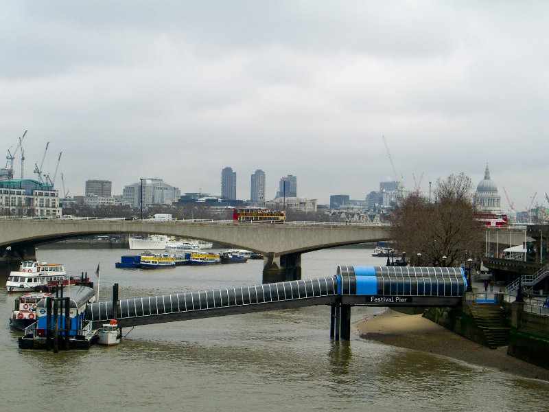 CIMG1716.jpg - Looking North East on the Golden Jubilee Bridges.  Waterloo Bridge.  Festival Pier