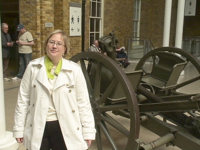 London040106-00286.jpg - Cathie in front of German mast periscope.