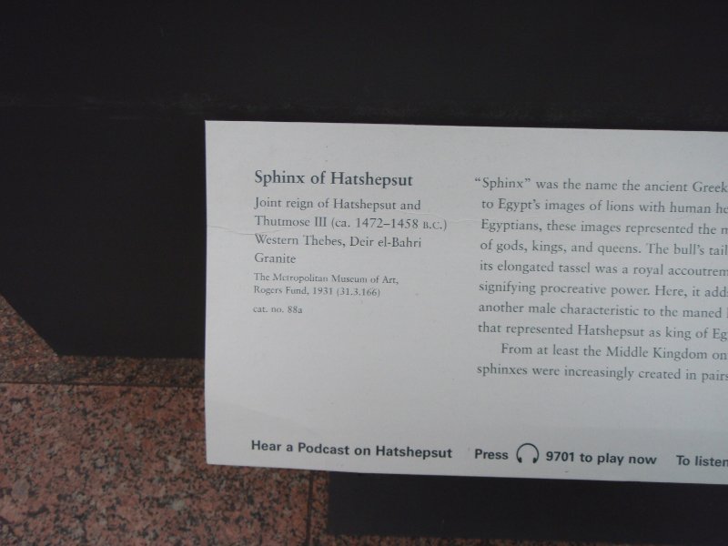 P2160055.JPG - Temple of Dendur, The Sackler Wing-Sphinx of Harshepsut