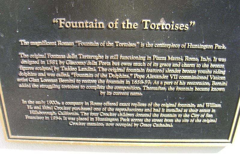 CIMG6360.JPG - "Fountain of the Tortoises" copied from the orignal in Piazza Mattei, Rome, Italy - Huntington Park on Nob Hill