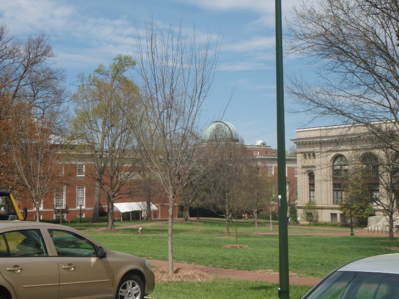 P4020094.JPG - Morehead Planetarium (left), Howell (right), standing on Alumni Place