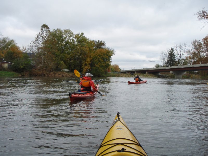 PA240002.jpg - Paddling upstream after initial put-in.  Looking at the E 2603rd Road Bridge