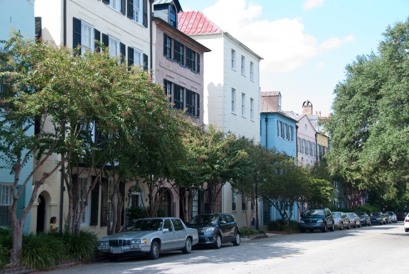 Charleston100309-9687.jpg - Walking along the Rainbow Row section of E Bay Street