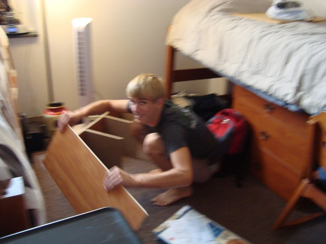 MikeUSCMoveInDay081509.jpg - Mike moves into Bates West residence hall at University of South Carolina