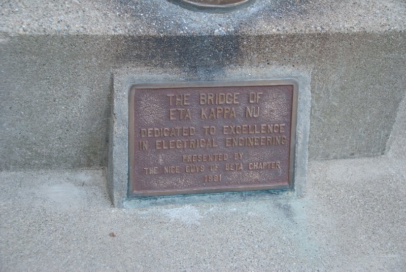 Purdue092609-9498.jpg - The Bridge of Eta Kappa Nu. Dedicated to Excellence in Electrical Engineering, Presented by The Nice Guys of Beta Chapter, 1981.