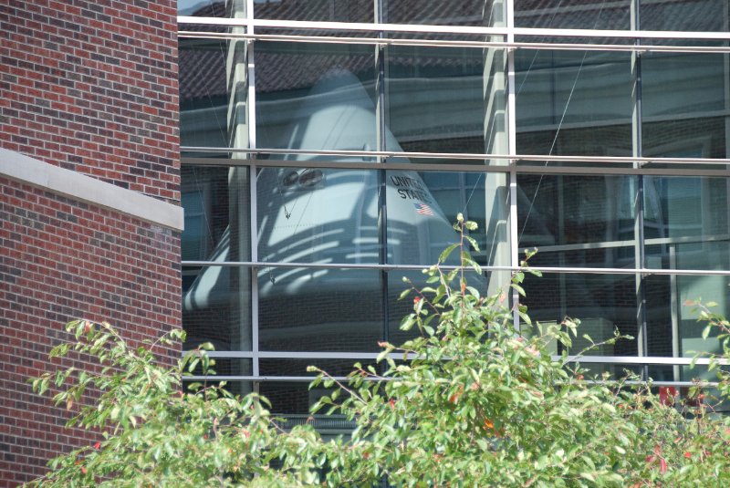 Purdue092609-9504.jpg - Apollo 1 Capsule Replica seen through window of Neil Armstrong Hall of Engineering