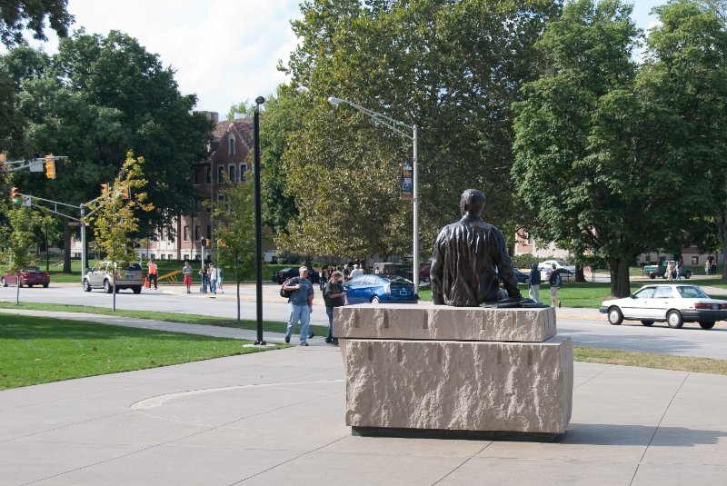 Purdue092609-9519.jpg - Statue of Neil Amstrong in front of Neil Armstrong Hall of Engineering.