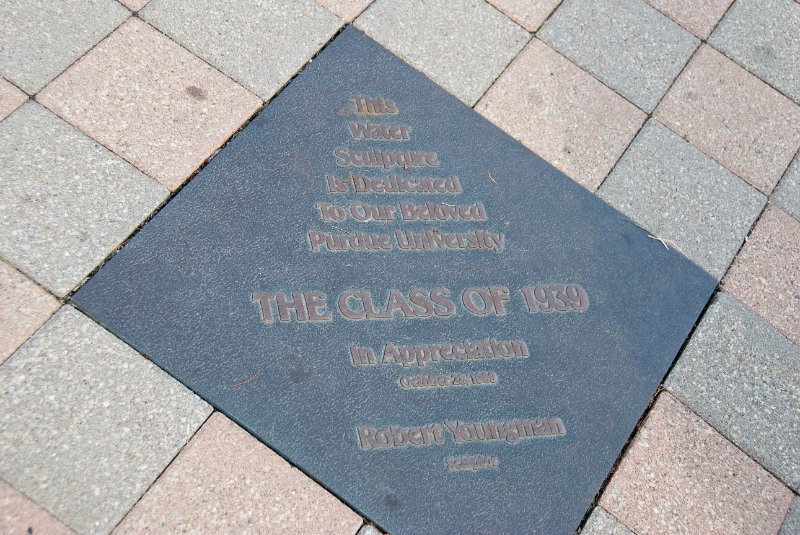 Purdue092609-9524.jpg - This Water Sculpture is Dedicated to Our Beloved Purdue University.  The Class of 1939, In Appreciation October 28, 1989.  Robert Youngman, Sculptor