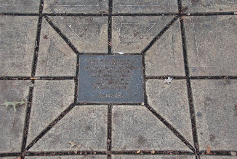 Purdue092609-9535.jpg - Stone Lions’ Fountain.  In honor of the 75th Anniversary of the Purdue Reamer Club and through the genersity of the Purdue Reamer Club and its dedicated alumni, we rededicate the Stone Lionss Fountain to Purdue University.  April 22, 2001