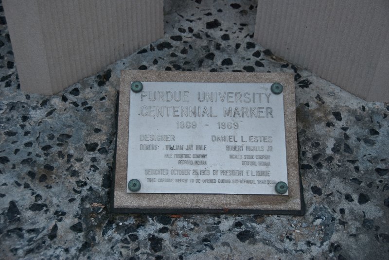 Purdue092609-9576.jpg - Purdue University Centennial Marker. 1869-1969. Designer Daniel L Estes, Dedicated October 25, 1969 by President Hovde