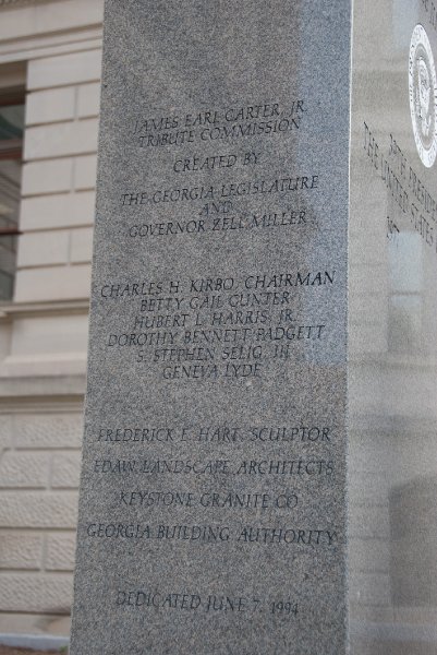 Atlanta082509-8814.jpg - James Earl Carter, Jr Tribute Commission.  Created by the Georgia ledislature and Governor Zell Miller. Dedicated June 7, 1994