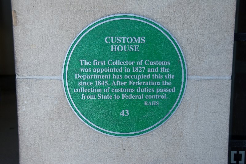 Sydney090209-9141.jpg - Customs House, Sydney. The first Collector of Customs was appointed in 1827 and the Department has occupied this site sice 1845.  After Federation the collection of customs duties passed from State to Federal control.