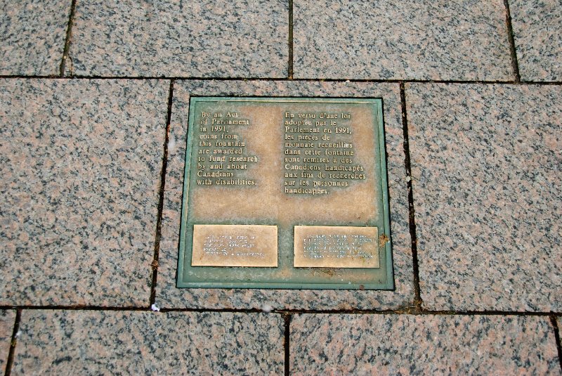 DSC_0256.jpg - Centennial Flame. By an Act of Parliament in 1991, coins from this fountain are awarded to fund research by an about Canadians with disabilities.