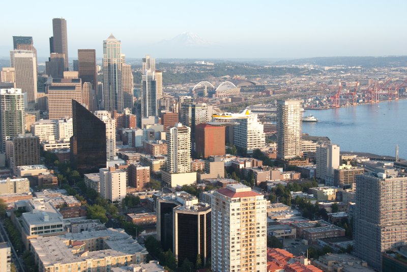 Seattle080309-8355.jpg - Downtown Seattle Skyline and Elliot Bay as viewed from the SE side of the Space Needle