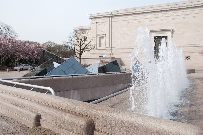 WashDC032709-4292.jpg - National Gallery of Art - Glass Pyramid design over the tunnel connecting the East to the West Building (background right), by IM Pei