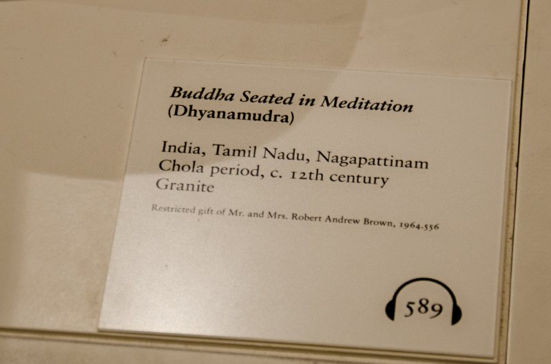 DSC_0072.jpg - "Buddha Seated in Meditation (Dhyanamudra)" India, c. 12th century. Granite.