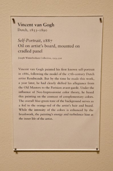 DSC_0150.jpg - Vincent van Gogh, "Self-Portrait," 1887. Oil on artist's board, mounted on cradled panel.