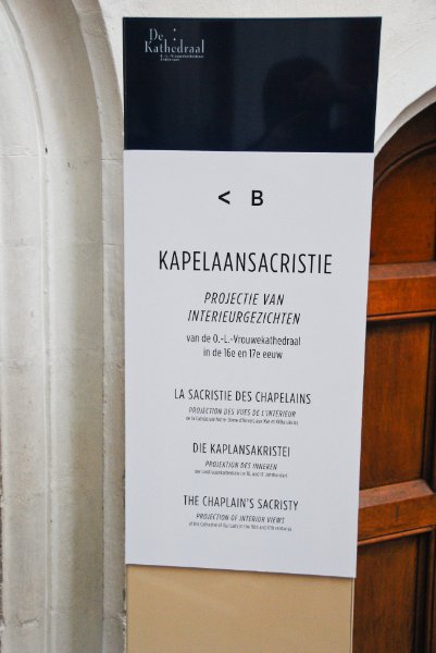 Antwerp021610-1396.jpg - Entering the Chaplain's Sacristy of The Cathedral of Our Lady, Projection of Interior Views of the Cathedral of Our Lady in the 16th and 17th centuries.