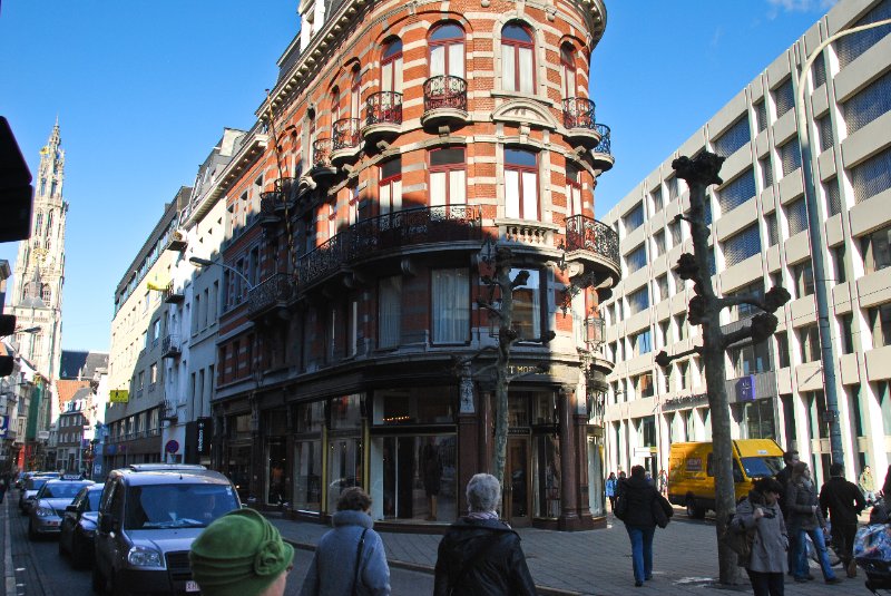 Antwerp021610-1532.jpg - Het Modepaleis / The Fashion Palace. Flatiron building at the corner of Kammenstraat and Nationalestraat