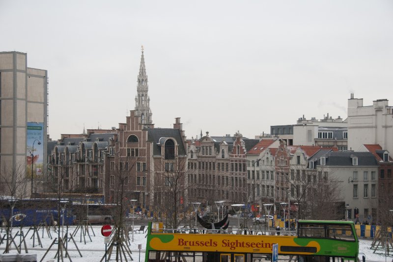 Brussels021310-0903.jpg - Spire of Hôtel de Ville, viewed looking West from the entrance to Cathedral of St Michael and St Gudule