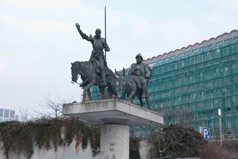 Brussels021510-1299.jpg - Don Quixote and Sancho Panza in Place D'Espagne near Brussels Central station