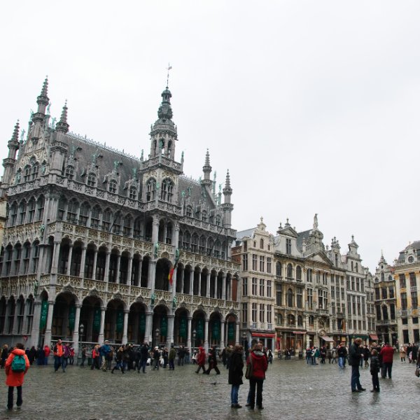 Brussels021310-0930.jpg - La Maison du roi (left),  Maison de Ducs de Brabant (right) Grand Place