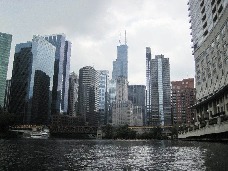 IMG_1786.jpg - Looking South at Lake St Bridge:  191 North Wacker (left), 155 North Wacker, 150 North Wacker, Willis Tower, Boeing World Headquarters