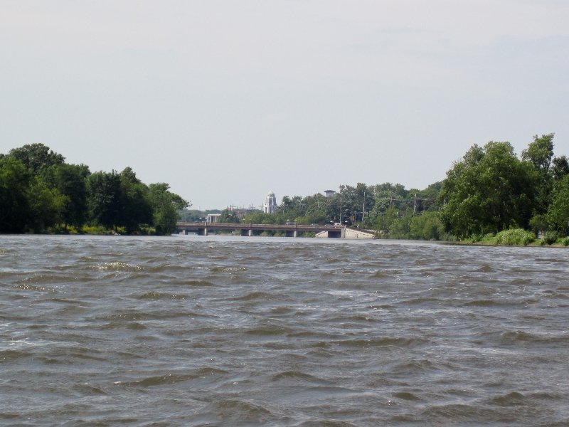 IMG_1384.jpg - Prairie Street Bridge view from just South of Langum Park, our turnaround point.  St Charles Municiplal building (center background)