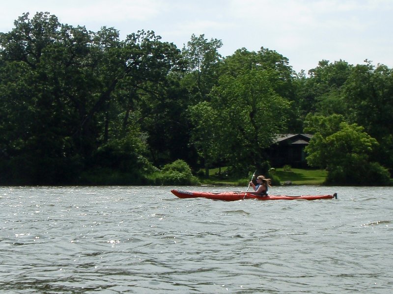 P7050011-2.jpg - Liz purposely going thru the wavier section of the river