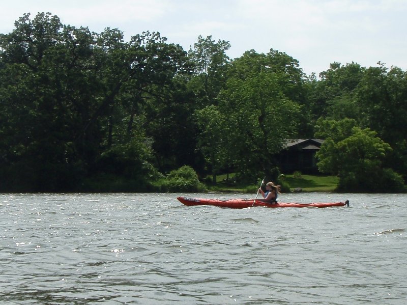 P7050011.jpg - Liz purposely going thru the wavier section of the river