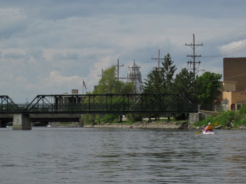FoxRiverKayak050210-0521.jpg - Indiana Street Pedestrian Bridge. St Charles Municipal  Building (center)