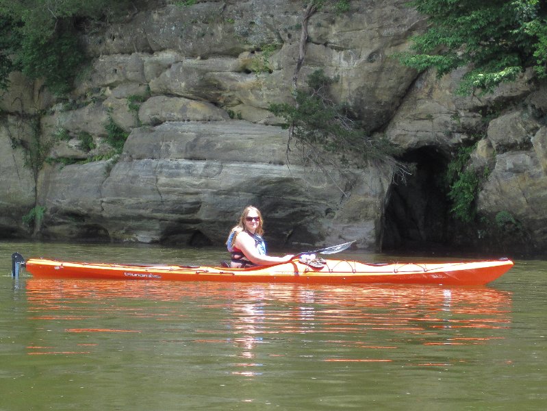 IMG_1429.jpg - Liz in front of St. Peters sandstone cliffs