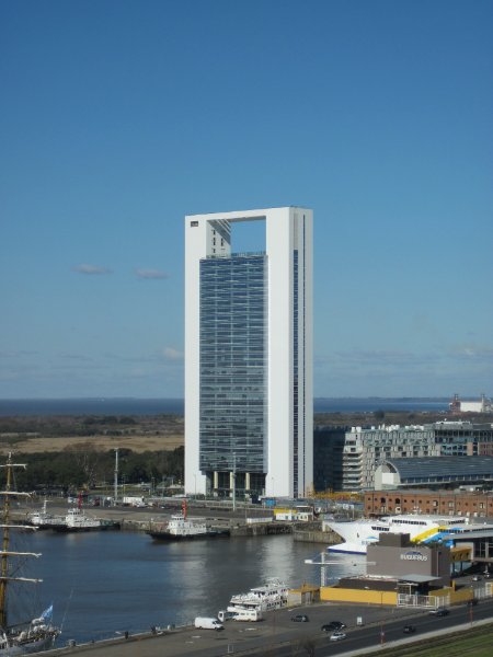 BuenosAires080210-1500.jpg - Madero Office Tower. Darsena Norte port in the foreground.  View from my room, Sheraton Rm 1608
