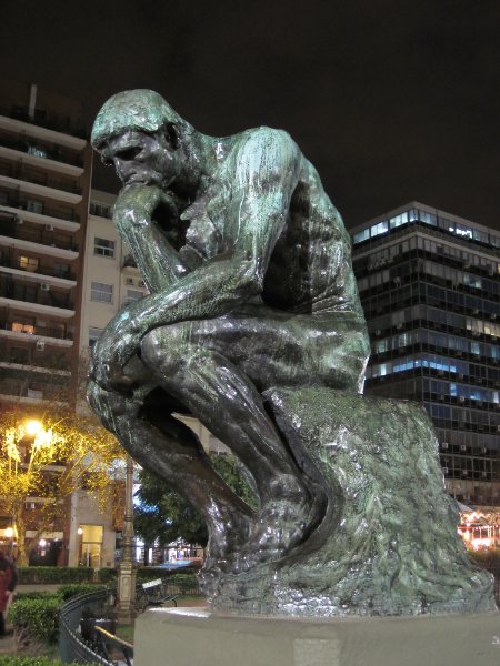 BuenosAires080210-1654nn.jpg - El Pensador, bronze by Auguste Rodin, Plaza Mariano Moreno