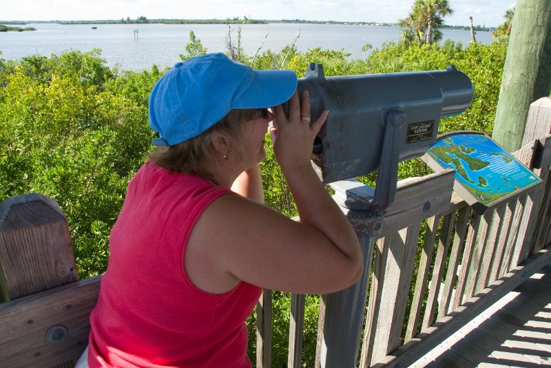 PelicanIsland110310-6620.jpg - Cathie looking at Osprey