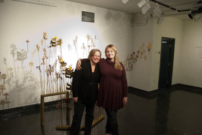 RISD120210-7179.jpg - Cathie and Liz with her Senior project  at Benson Hall Gallery