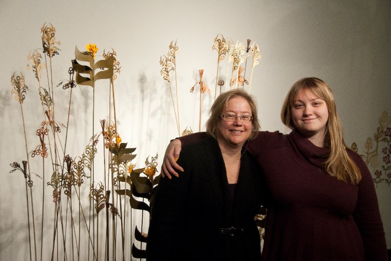 RISD120210-7181.jpg - Cathie and Liz with her Senior project  at Benson Hall Gallery
