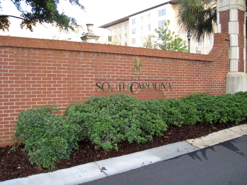 USC081710-1749.jpg - University of South Carolina entrance sign at Sumner and Blossom
