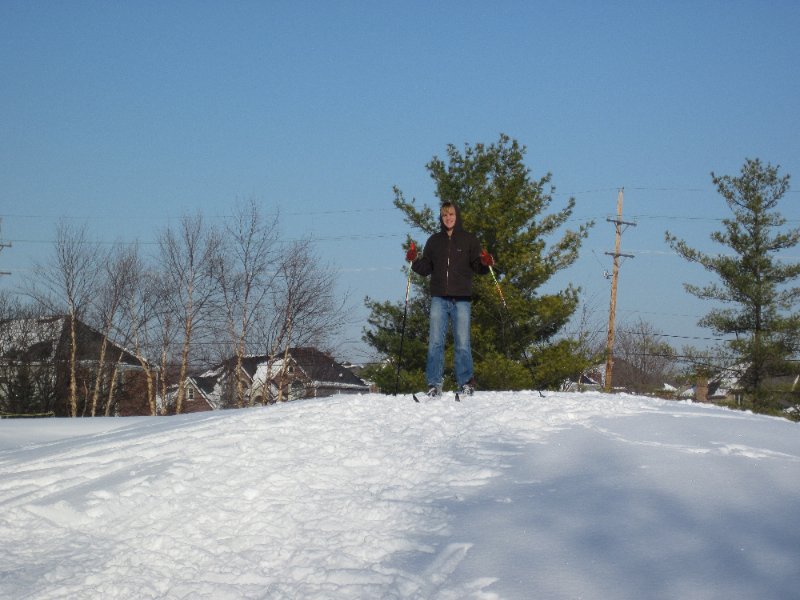 XCSkiArrowhead122910-2046.jpg - Mike on a mound near  Arrowhead West Golf Course 6th green