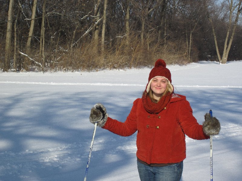 XCSkiArrowhead122910-2056.jpg - Liz Cross Country Skiing Arrowhead West Golf Course, 6th fairway