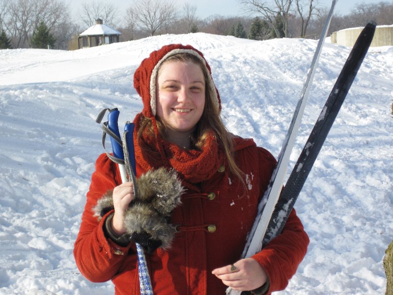 XCSkiArrowhead122910-2065.jpg - Liz finished Cross Country Skiing Arrowhead.  In front of ski shoppe