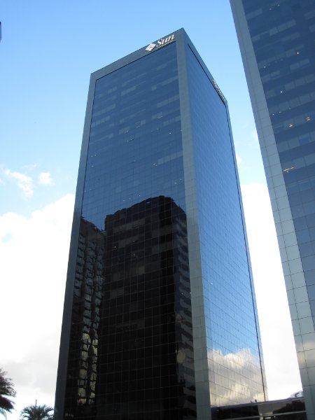 BuenosAires080210-1528.jpg - Catalinas Plaza (Sun), Alem Plaza (right)