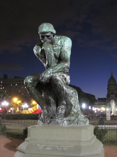 BuenosAires080210-1651.jpg - El Pensador, bronze by Auguste Rodin, Plaza Mariano Moreno