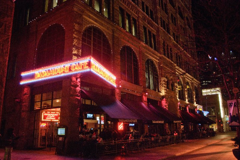 Denver041410-2405.jpg - West Corner of Masonic Building. Paramount Cafe on 16th Street Mall at Glenarm Place