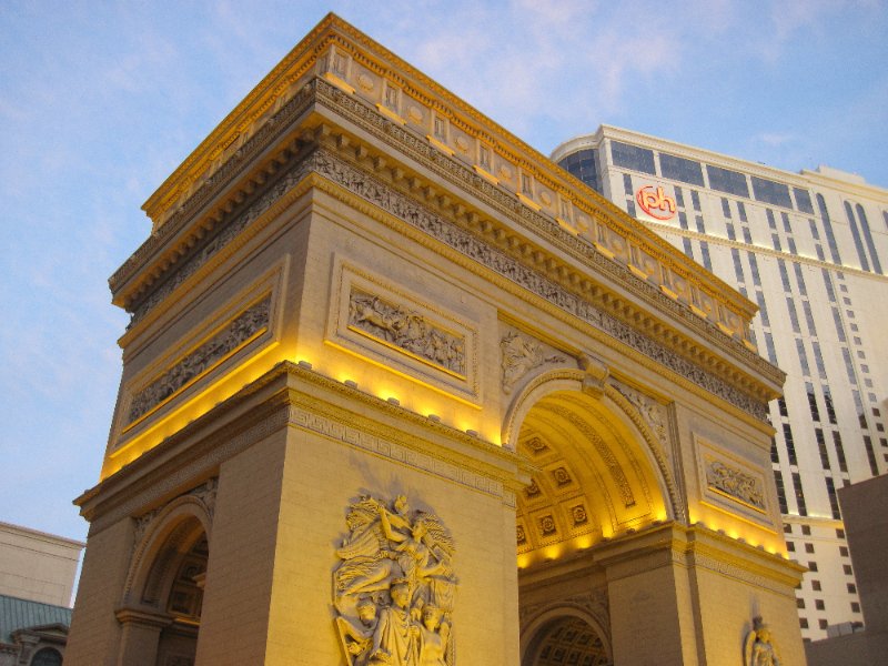 LasVegas032210-0210.jpg - L'Arc de Triomphe at Paris Las Vegas Casino. Planet Hollywood (background)