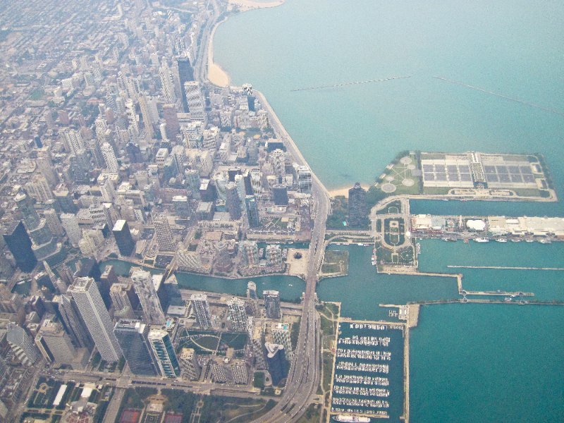 IMG_1965.jpg - Flying over downtown Chicago. Lake front, looking Northward