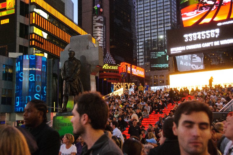 DSC_5861.jpg - "The Event" promotional event at Duffy's Square. Statue of Fater Duffy